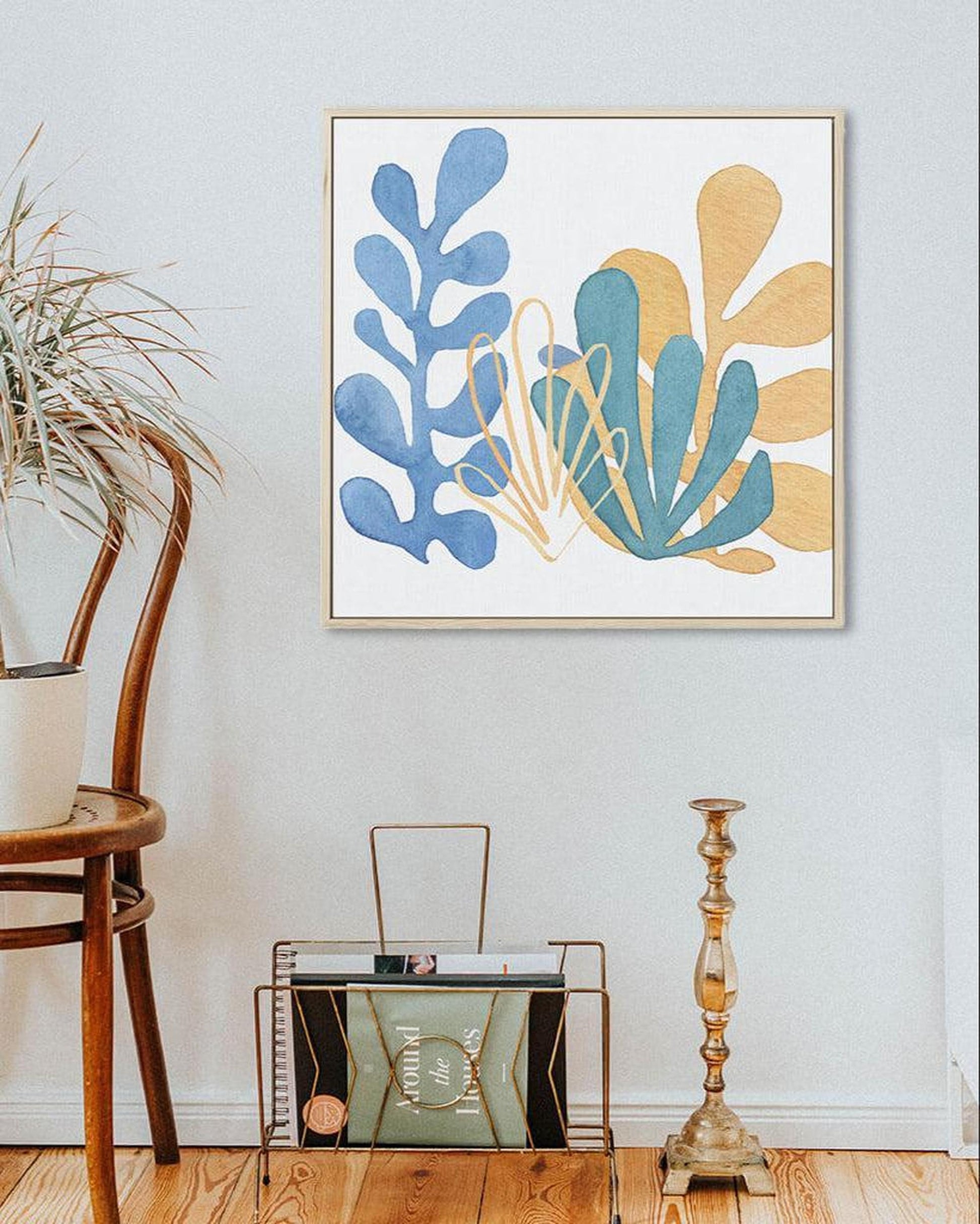 Matisse Organic Framed Canvas White Frame Square Canvas Prints - Abstract House