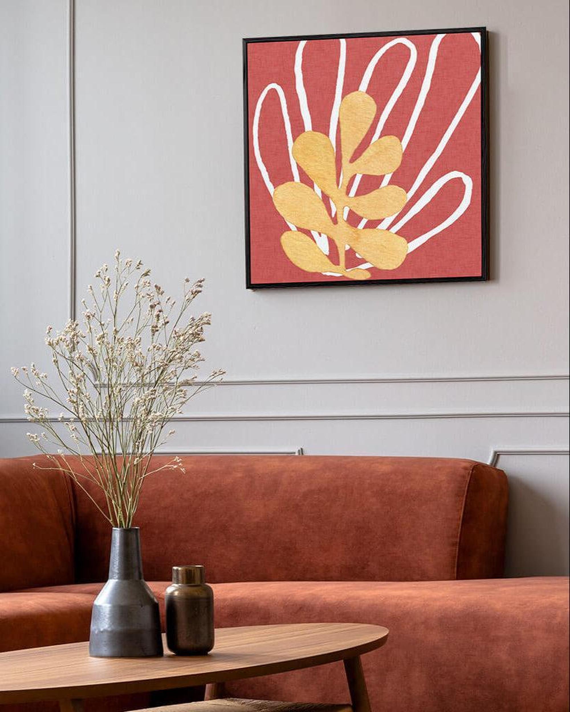 Matisse Red Coral Framed Canvas White Frame Square Canvas Prints - Abstract House  
