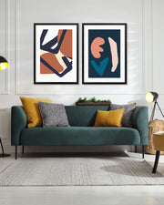 Mid Century Modern Shapes - Framed Print Set-framed-Wall Art Print Set Of 2-Abstract House