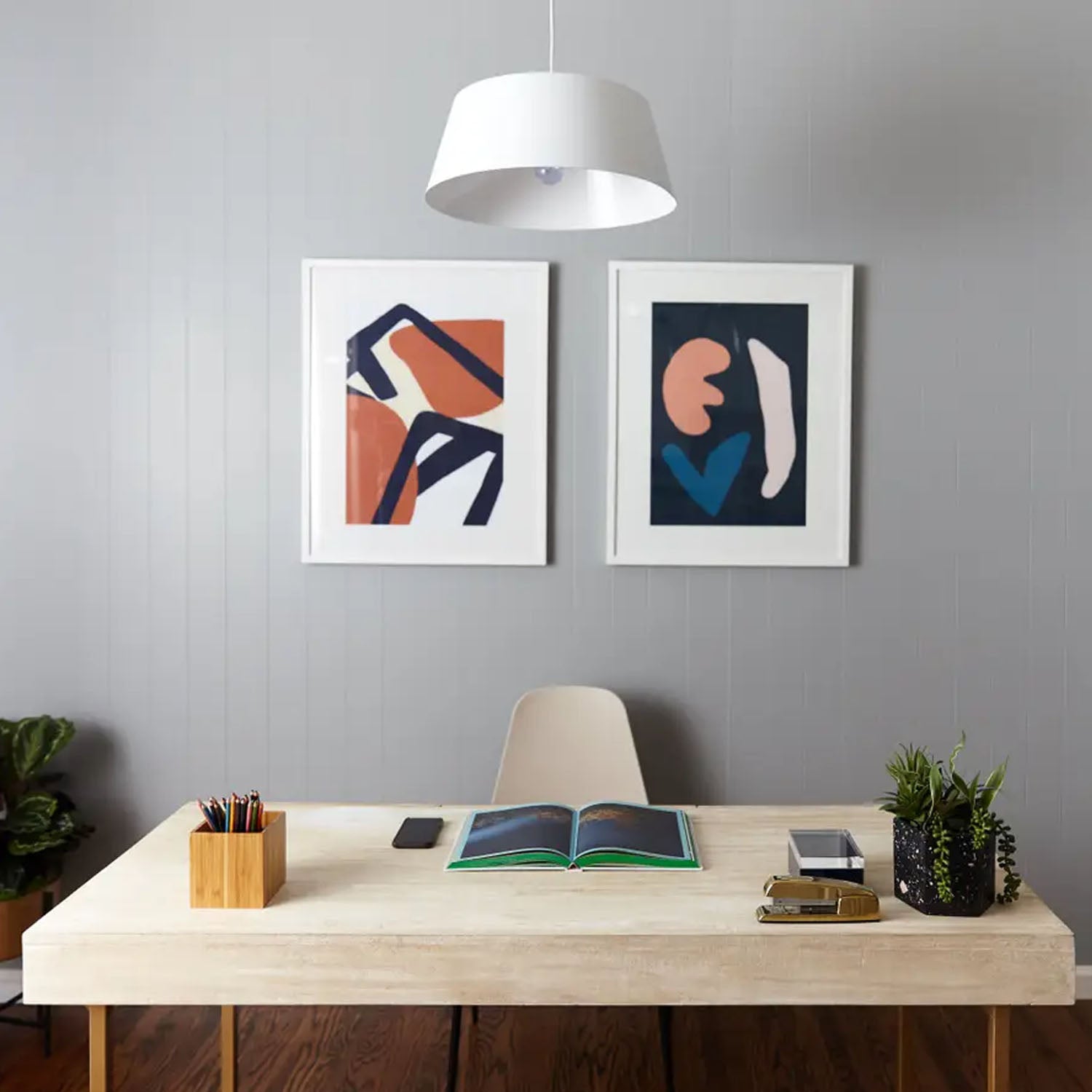 Mid Century Modern Shapes - Framed Print Set-framed-Wall Art Print Set Of 2-Abstract House