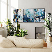 Modernist Abstract Canvas Set Of 3-framed-Canvas Set Of 3-Abstract House