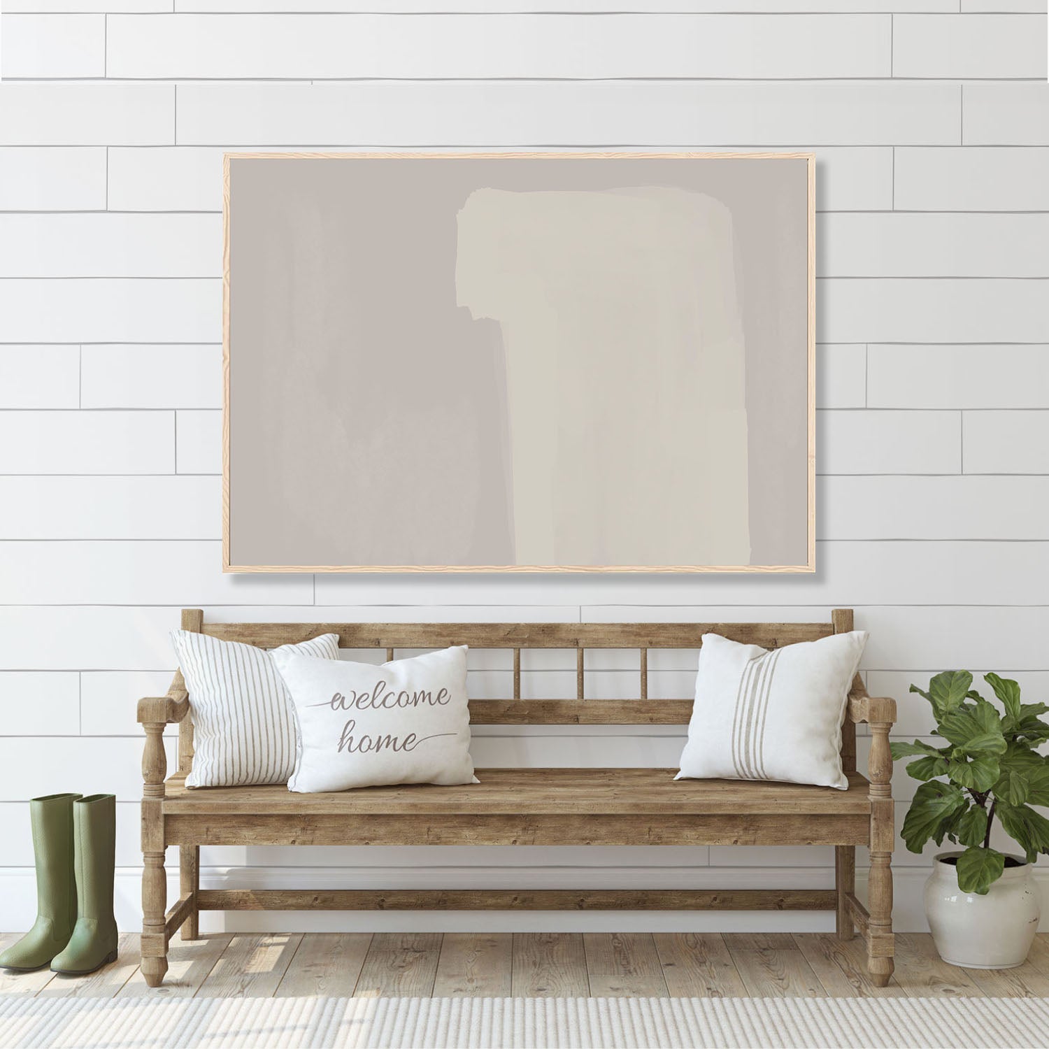 Neutral Notes No7 Framed Canvas-framed-Canvas Prints-Abstract House