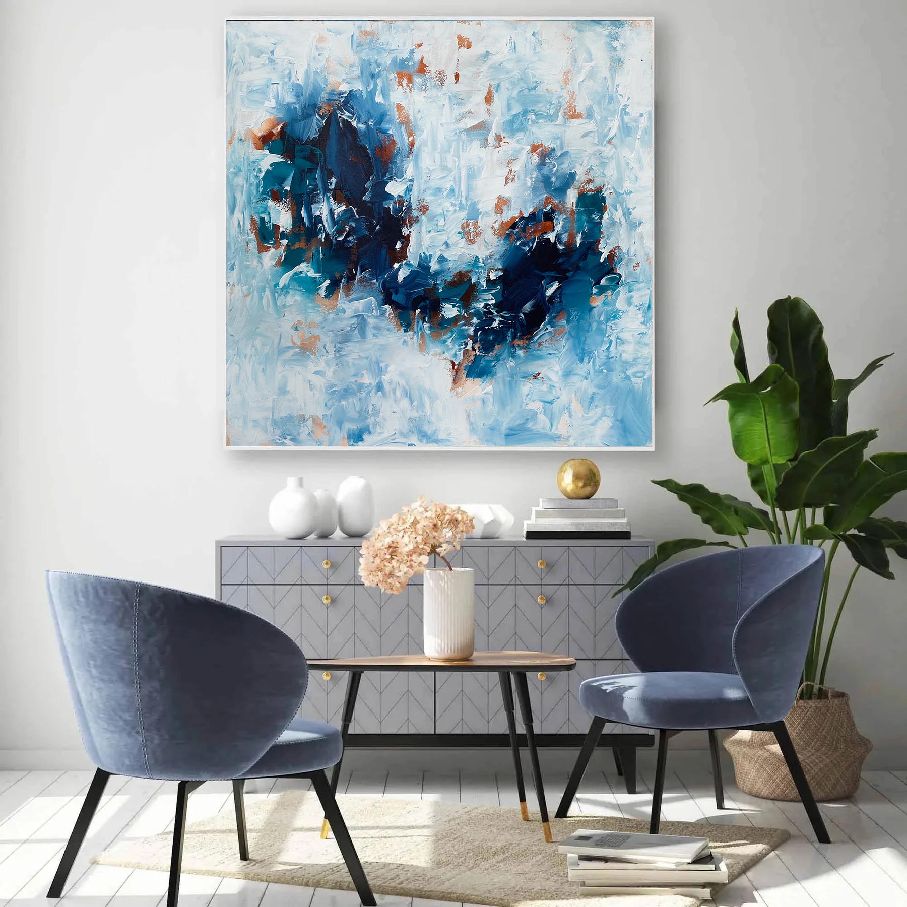 Oceans Between Us - Original Painting-framed-Painting-Abstract House