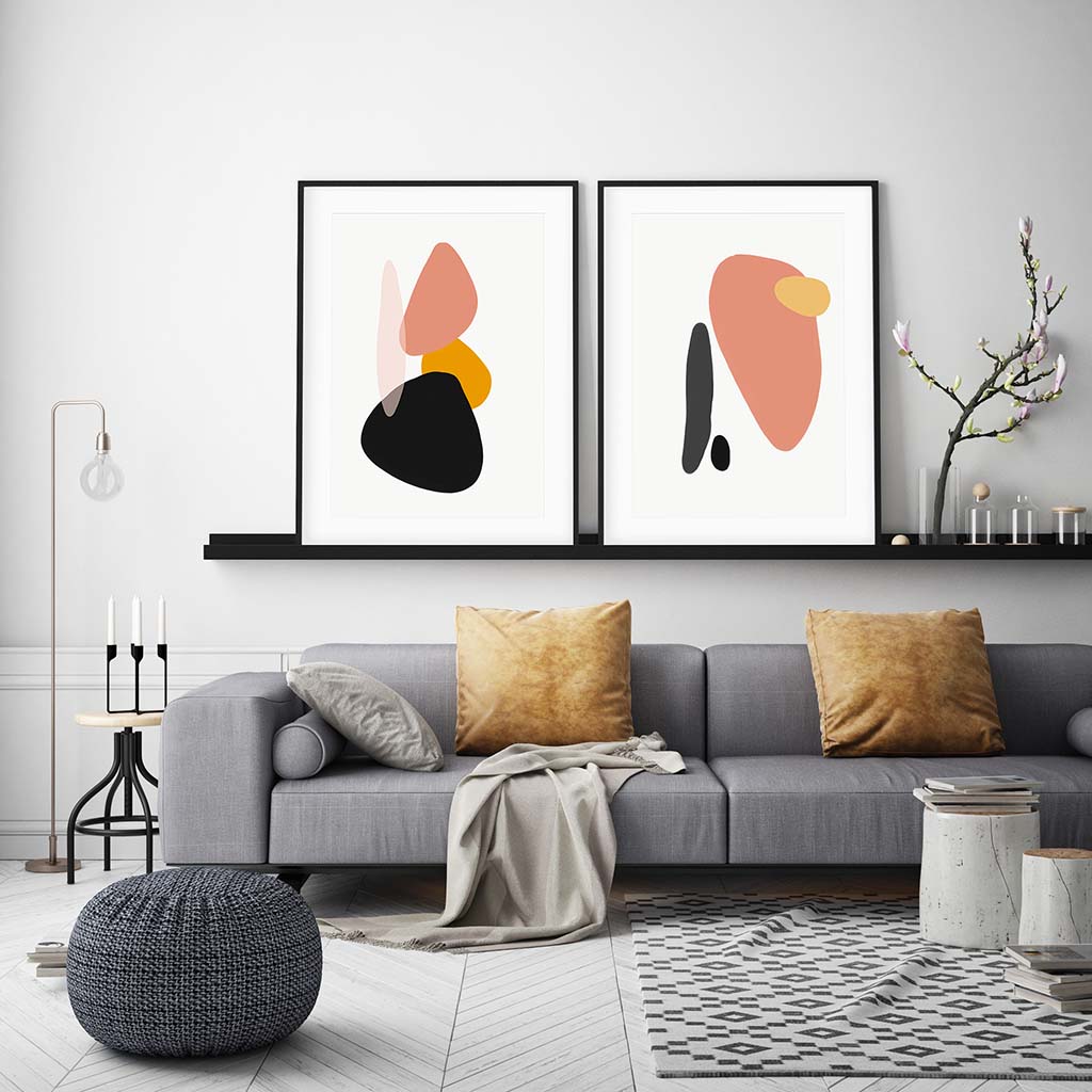 Organic Coral Shapes - Print Set Of 2-framed-Wall Art Print Set Of 2-Abstract House