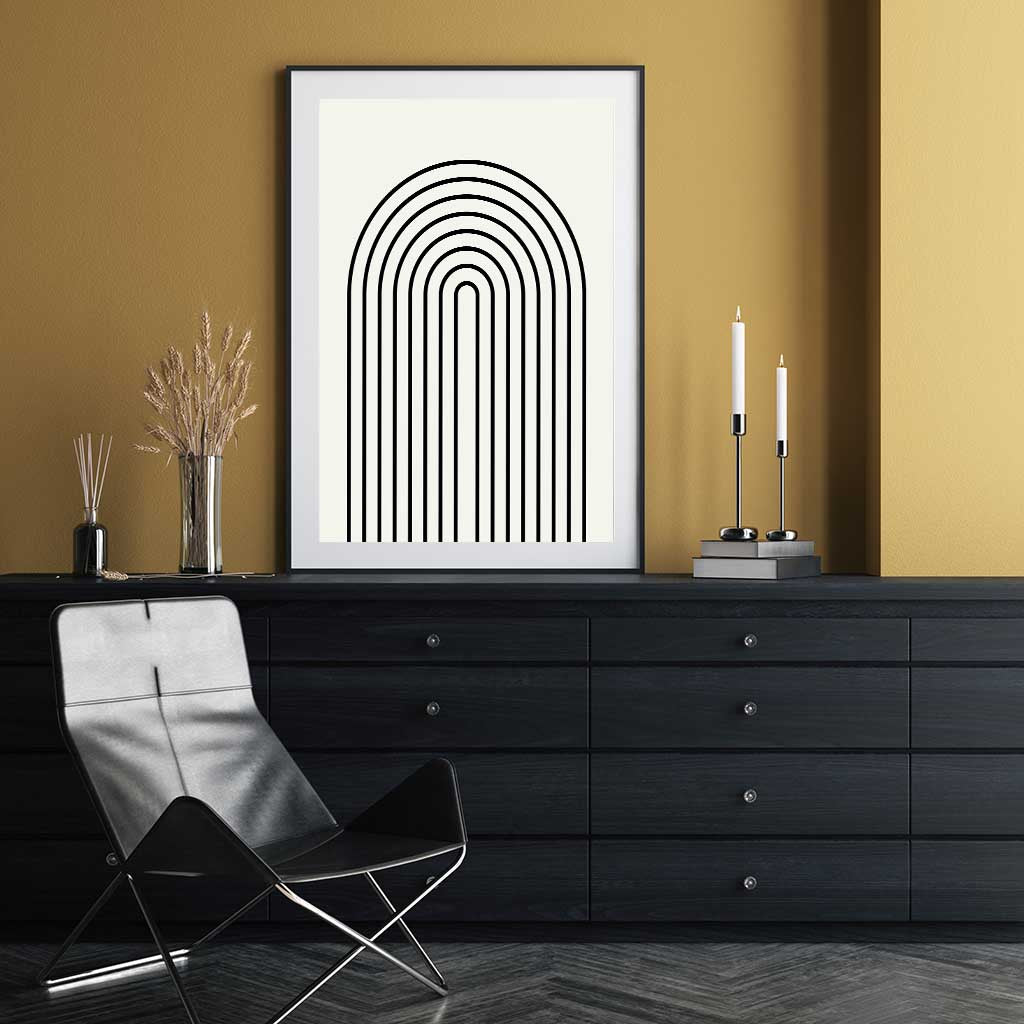 Retro Curve Art Print-framed-Wall Art Print-Abstract House