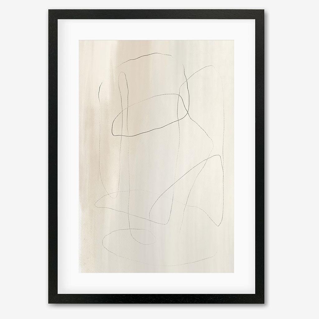Neutral Lines Art Print - Black Frame - Abstract House