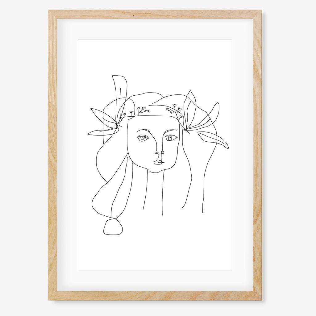 Picasso Female Face Framed Art - Oak Frame - Abstract House