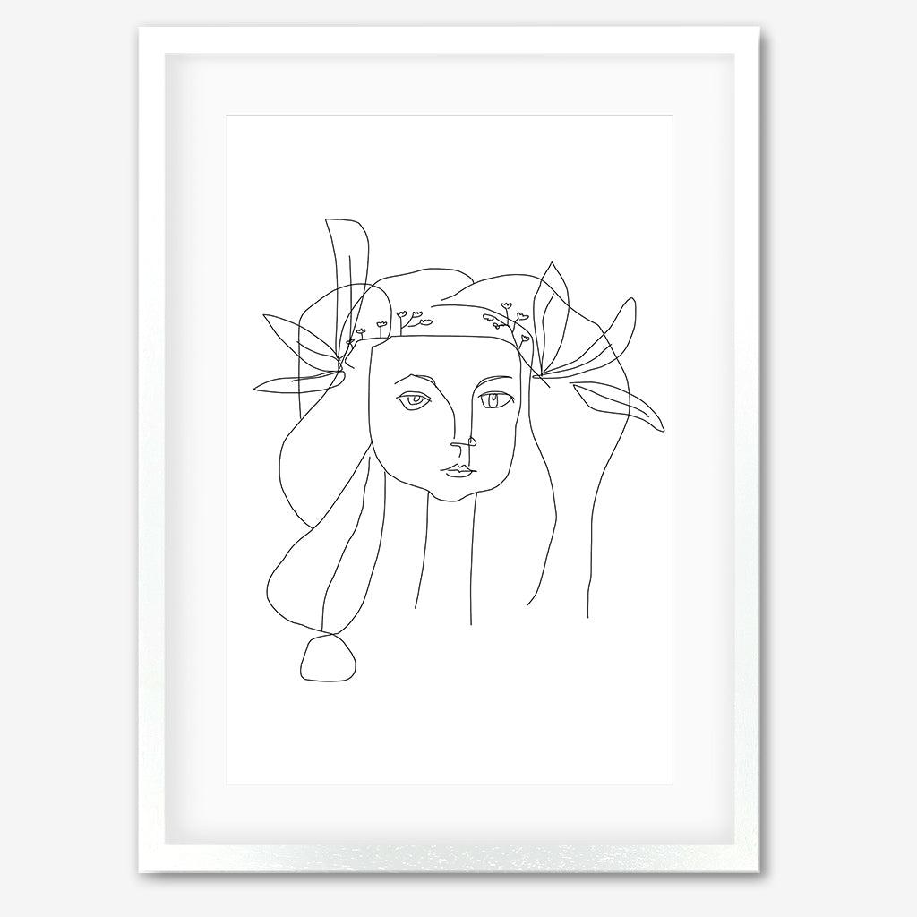 Picasso Female Face Framed Art - White Frame - Abstract House