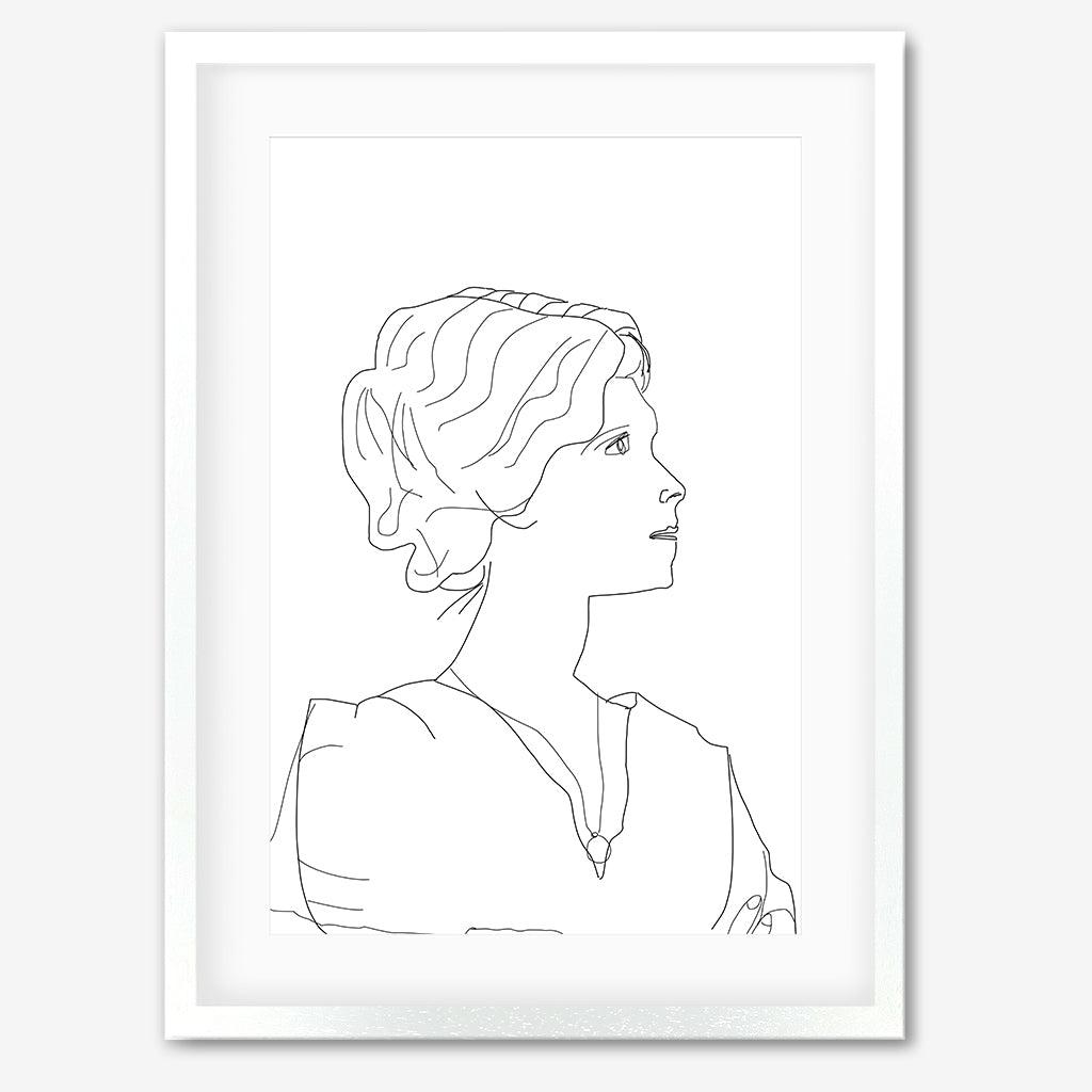 Picasso Female Portrait Framed Art - White Frame - Abstract House