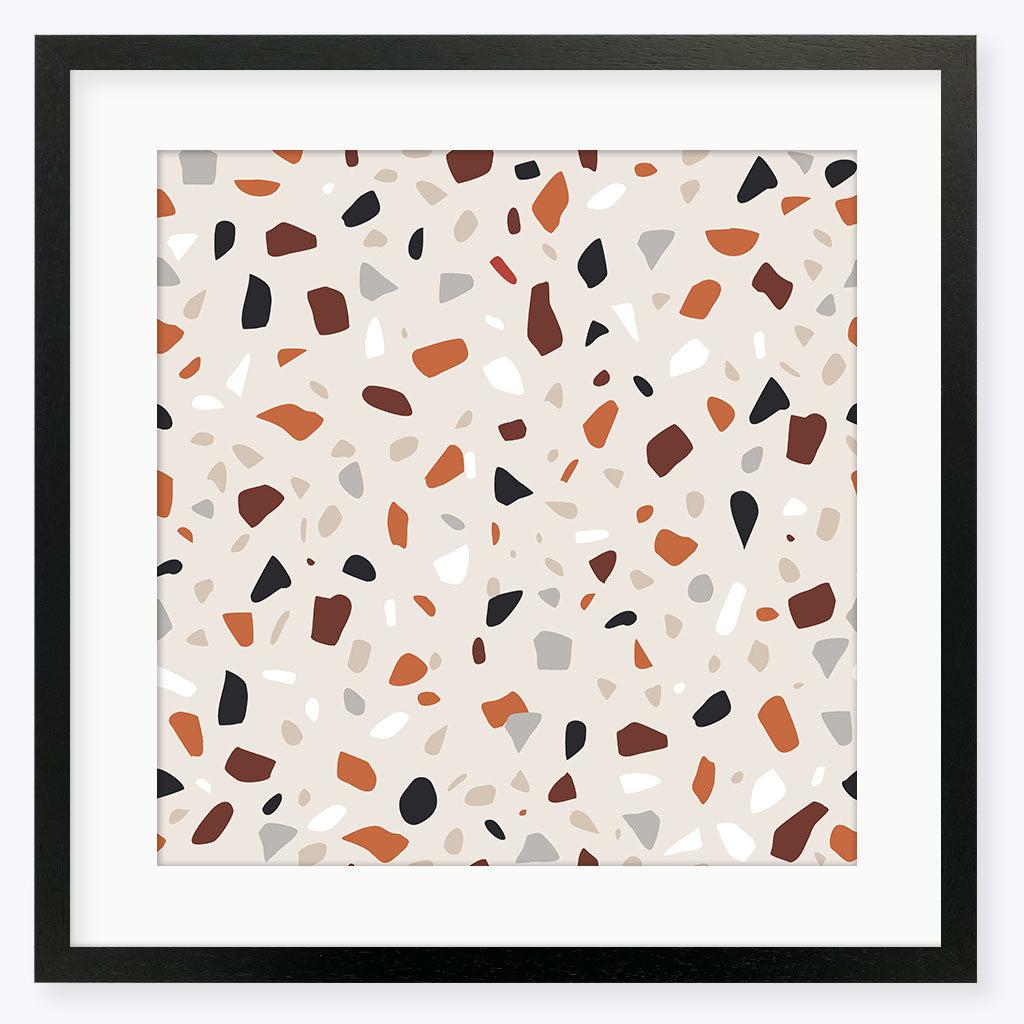 Terrazzo Square Art Print - Black Frame - Abstract House