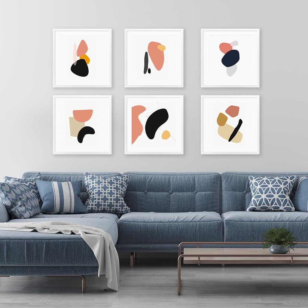 Abstract Coral Shapes Gallery Wall Art Set-framed-Gallery Wall Art-Abstract House
