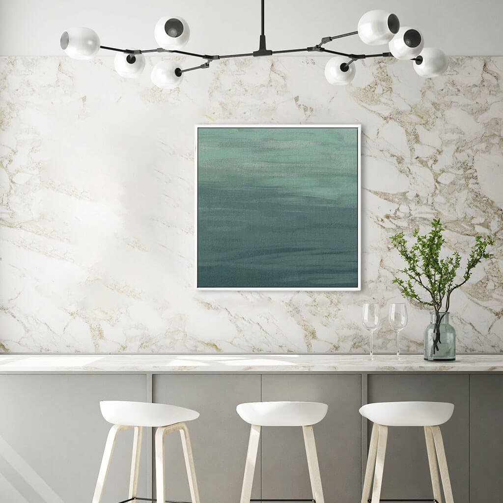 Serene Green Abstract Canvas Print-framed-Square Canvas Prints-Abstract House