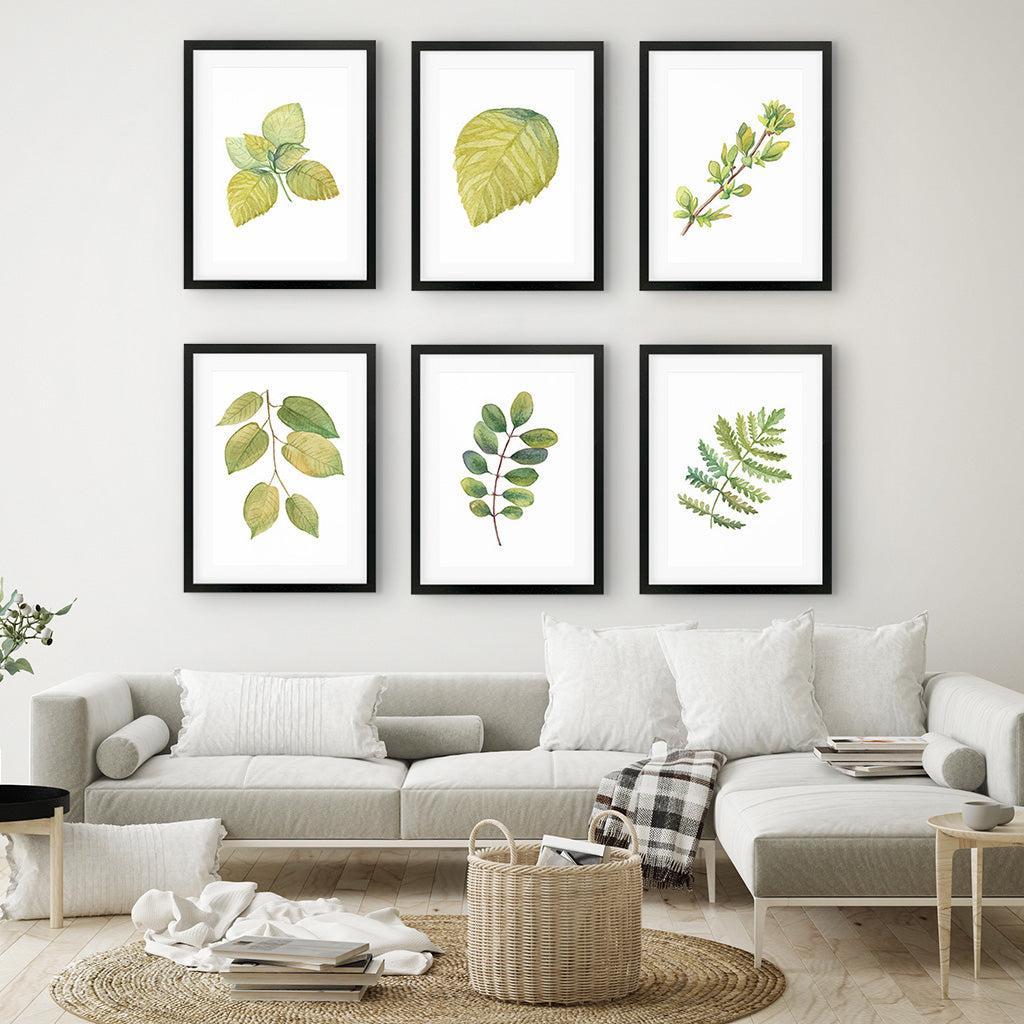 Watercolour Leaves Gallery Wall Art Set-framed-Gallery Wall Art-Abstract House