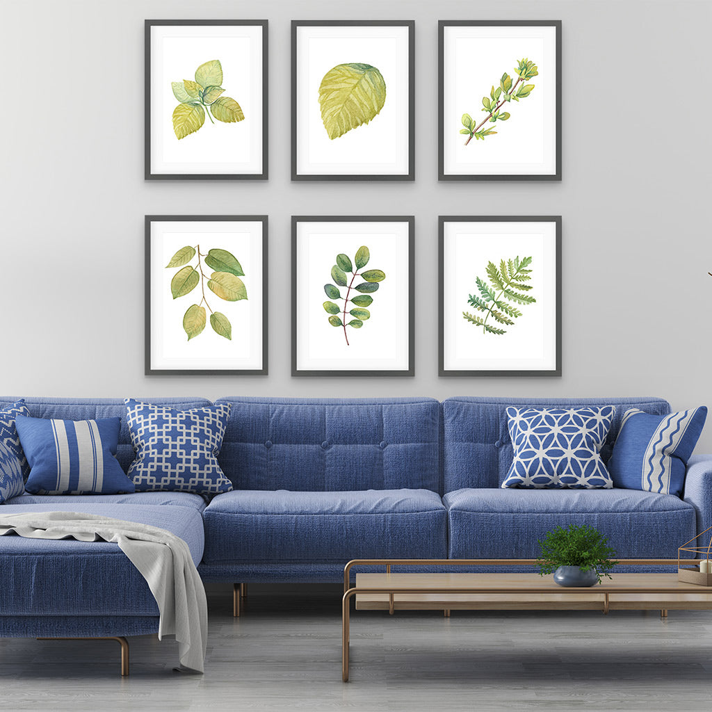 Watercolour Leaves Gallery Wall Art Set-framed-Gallery Wall Art-Abstract House