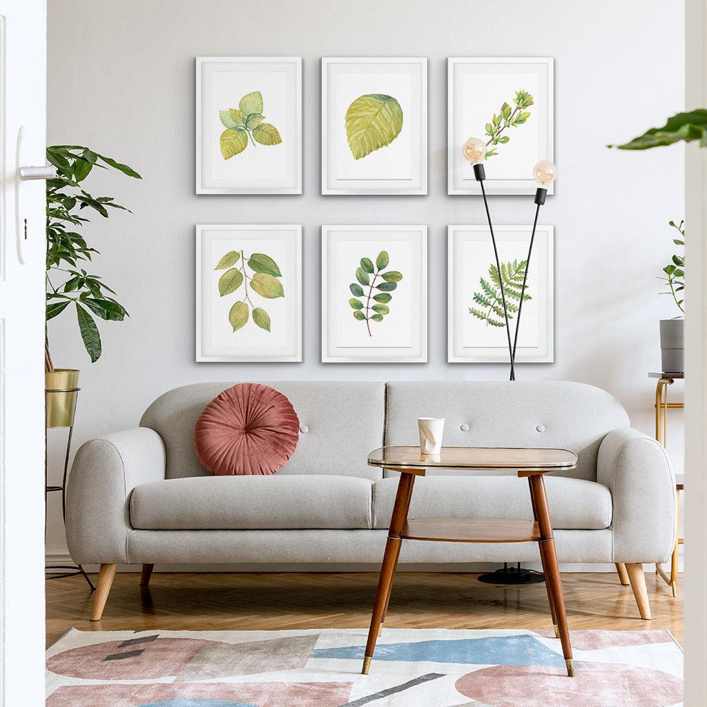 Watercolour Leaves Gallery Wall Art Set-framed-Gallery Wall Art-Abstract House