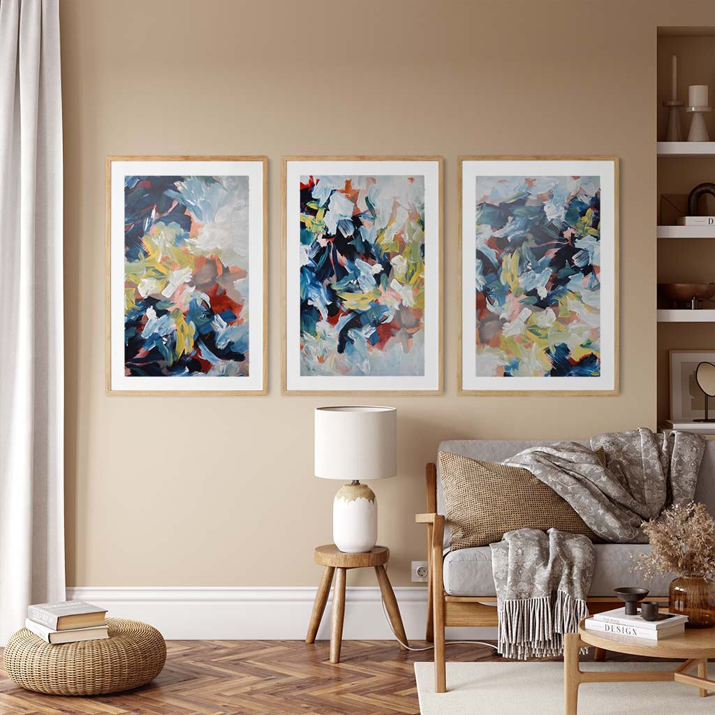 A Cluster Of Colours - Print Set Of 3 Black Frame Wall Art Print Set Of 3 - Abstract House