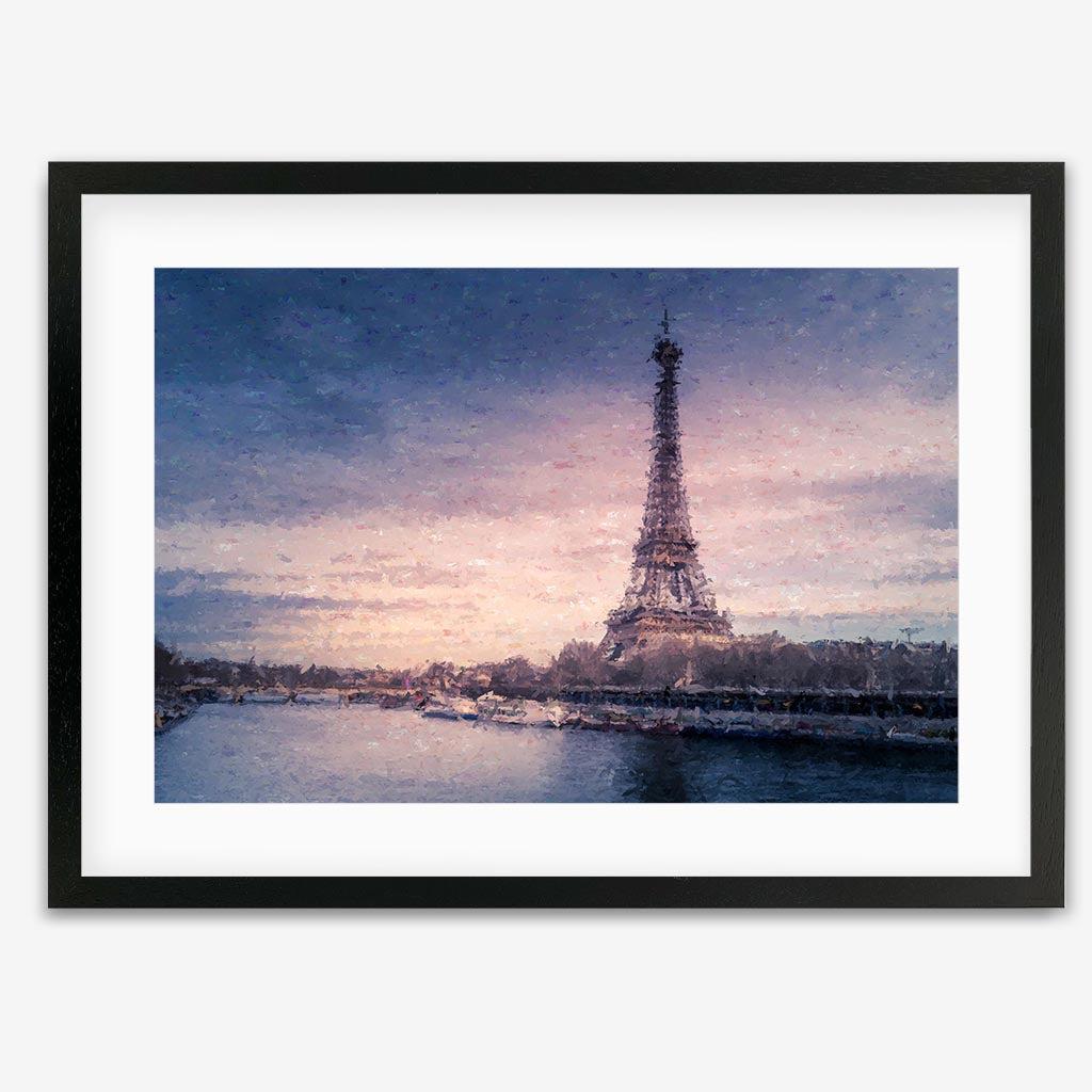 Romance In Paris Art Print - Black Frame - Abstract House