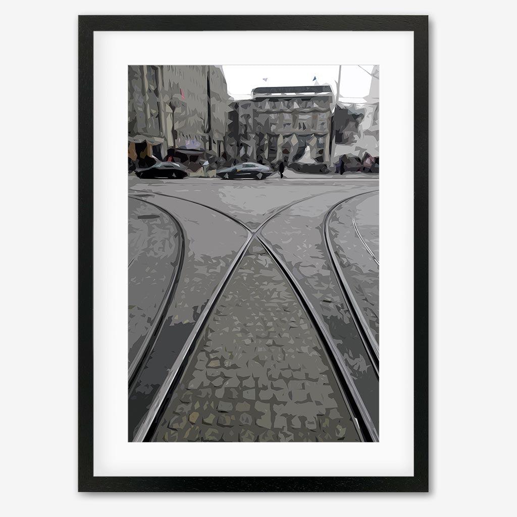 Amsterdam Tram Art Print - Black Frame - Abstract House