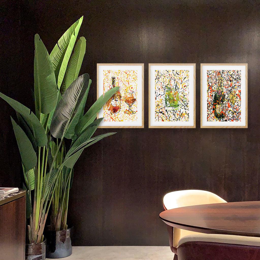 Abstract Beverage - Print Set Of 3 Black Frame Wall Art Print Set Of 3 - Abstract House