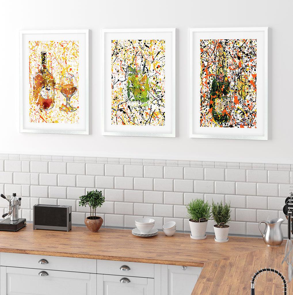 Abstract Beverage - Print Set Of 3 Black Frame Wall Art Print Set Of 3 - Abstract House