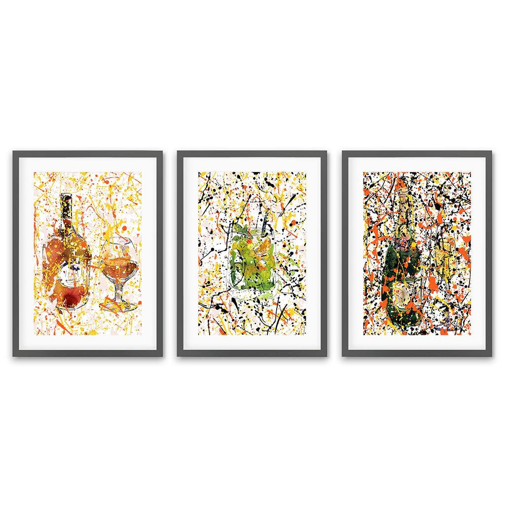 Abstract Beverage - Print Set Of 3 Grey Frame Wall Art Print Set Of 3 - Abstract House