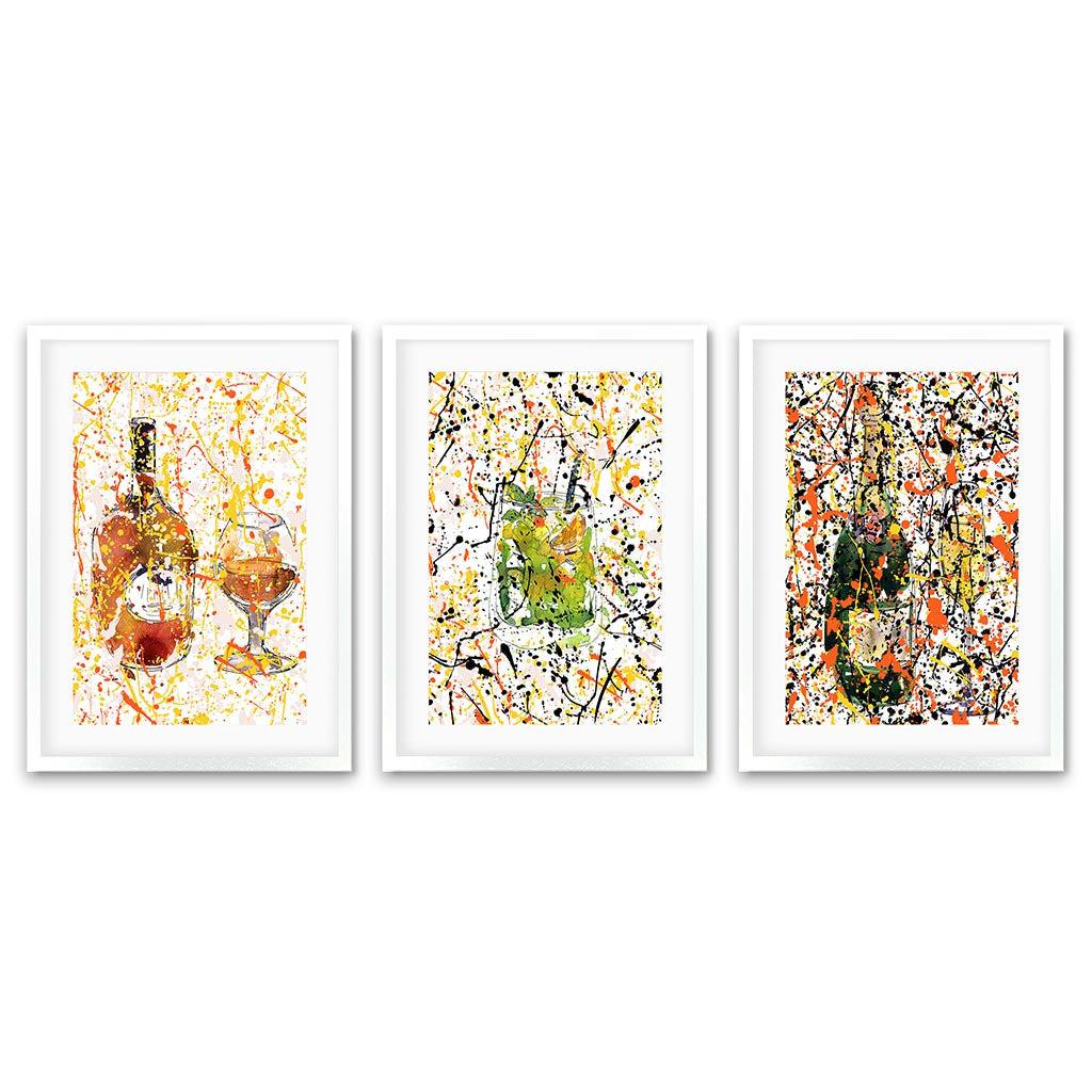 Abstract Beverage - Print Set Of 3 White Frame Wall Art Print Set Of 3 - Abstract House
