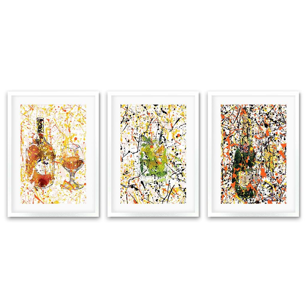 Abstract Beverage - Print Set Of 3 White Frame Wall Art Print Set Of 3 - Abstract House