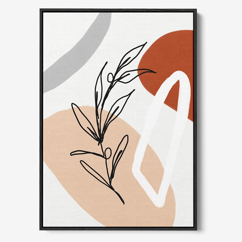 Abstract Botanical Shapes Framed Canvas Black Canvas Prints - Abstract House