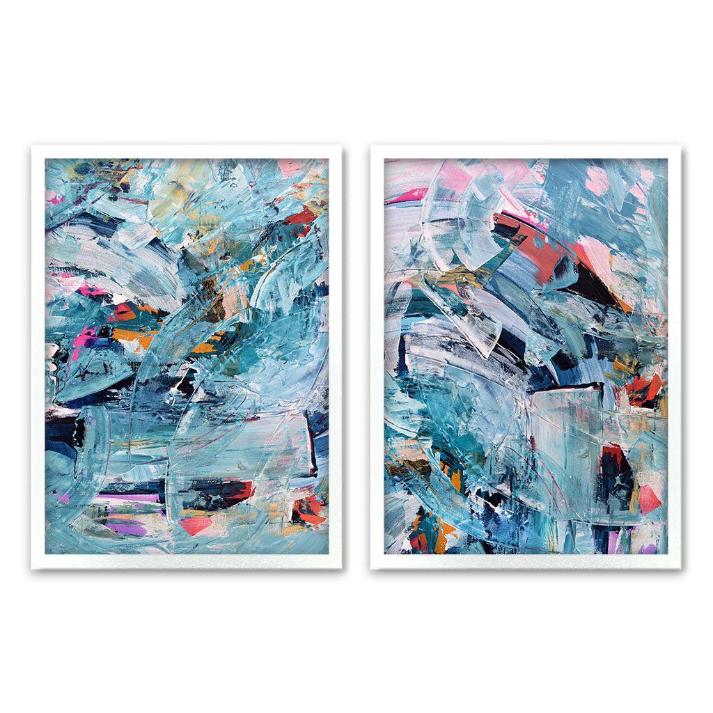 Abstract Colour Burst - Print Set of 2 White Frame Wall Art Print Set Of 2 - Abstract House