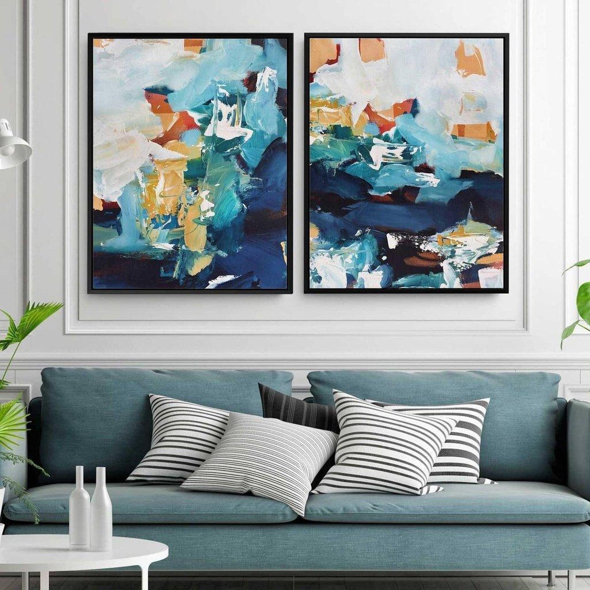 Abstract Colours Canvas Set Of 2