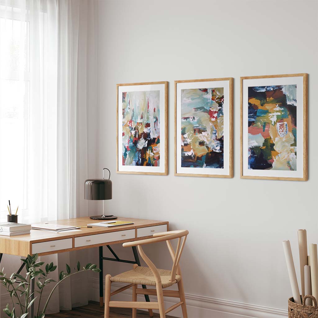 Abstract Coral - Print Set Of 3 Black Frame Wall Art Print Set Of 3 - Abstract House
