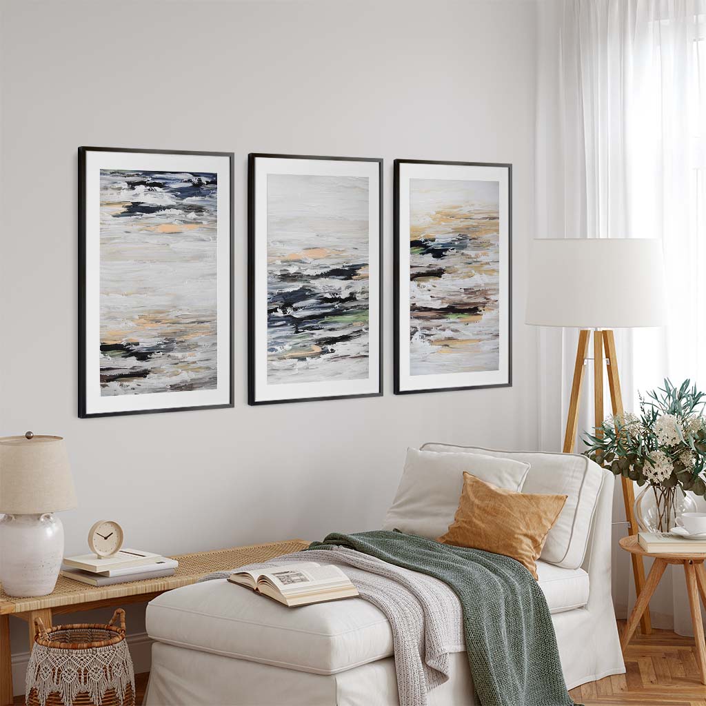 Abstract Dawn - Print Set Of 3 Black Frame Wall Art Print Set Of 3 - Abstract House