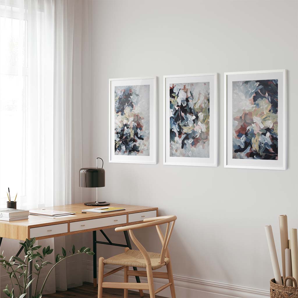 Abstract Dunes - Print Set Of 3 Black Frame Wall Art Print Set Of 3 - Abstract House