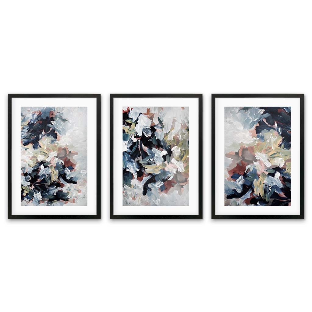 Abstract Dunes - Print Set Of 3 Black Frame Wall Art Print Set Of 3 - Abstract House