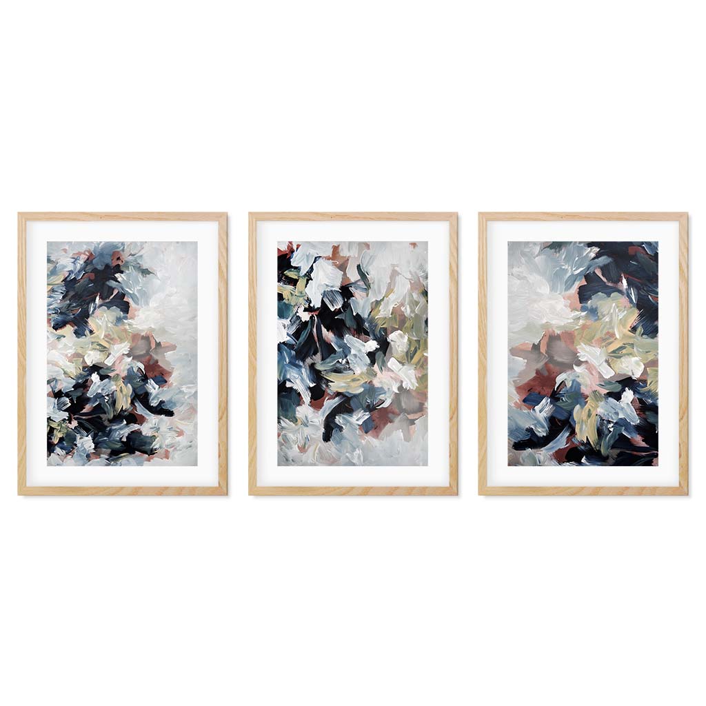 Abstract Dunes - Print Set Of 3 Oak Frame Wall Art Print Set Of 3 - Abstract House
