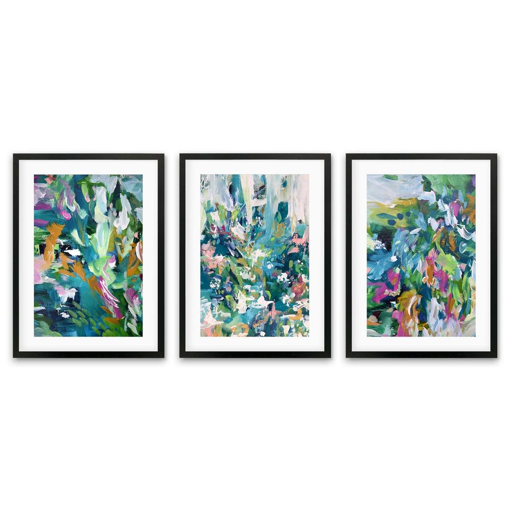 Abstract Eden - Print Set Of 3 Black Frame Wall Art Print Set Of 3 - Abstract House
