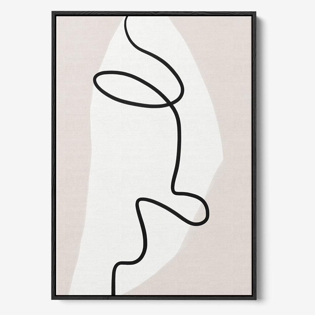 Abstract Face Line Framed Canvas Black Canvas Prints - Abstract House