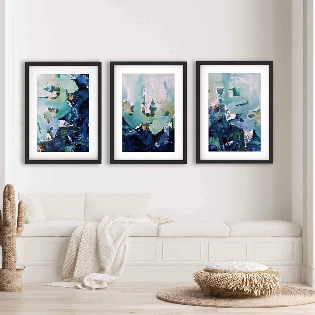 Watercolor outlet Print Set of 3, Large Landscape Prints, Blue Green Wall Art, Large Gallery Wall Prints, Abstract Landscape, Nature Wall Art Print