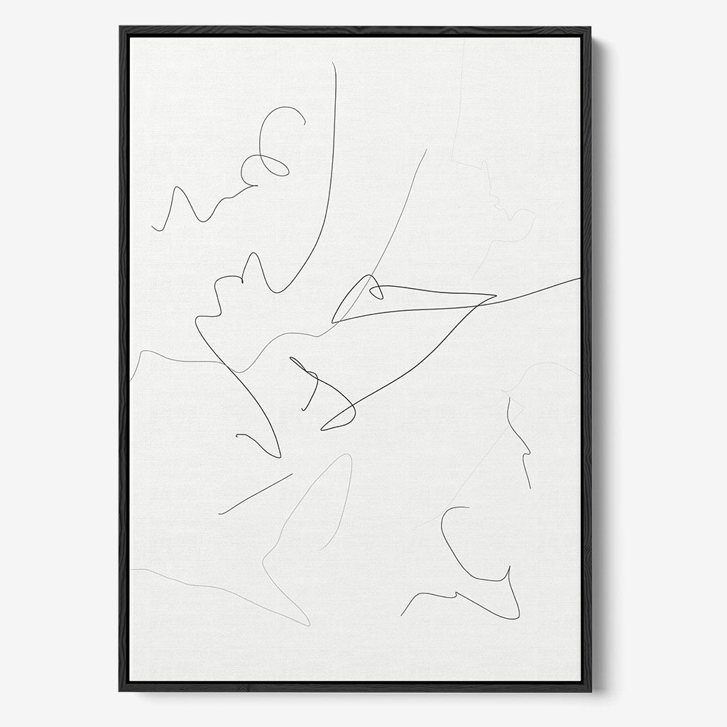 Abstract Line Framed Canvas Black Canvas Prints - Abstract House