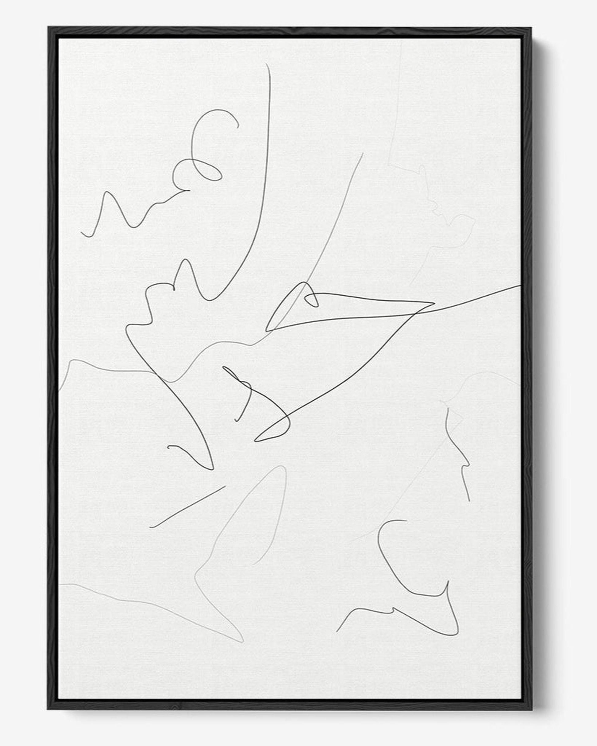 Framed abstract line art on a white background