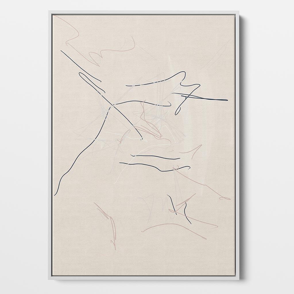 Abstract Line Framed Canvas White Canvas Prints - Abstract House