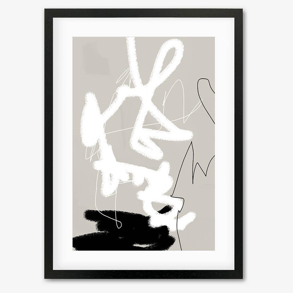 Abstract Lines on Beige Art Print Black Frame Wall Art Print - Abstract House