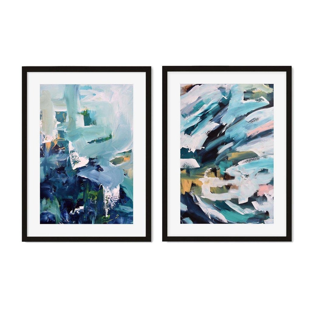 Abstract Navy Burst Set Of 2 Prints