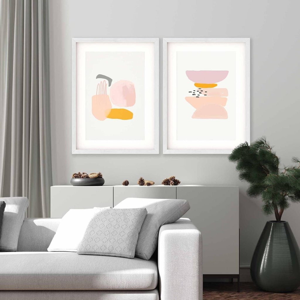 Abstract Peach Shapes - Print Set Of 2