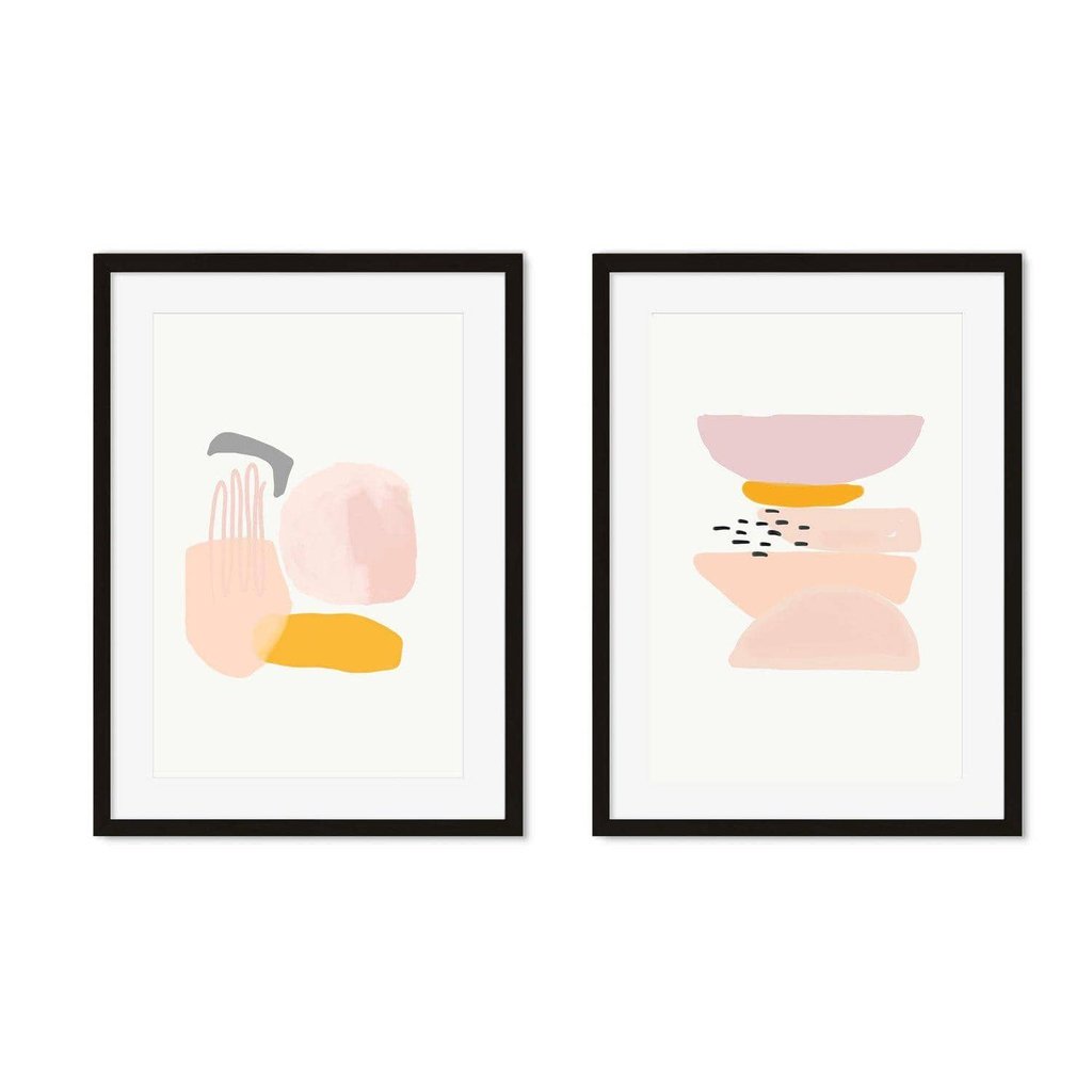 Abstract Peach Shapes - Print Set Of 2