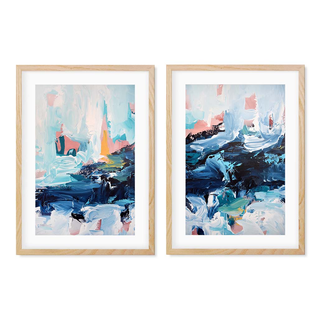 Abstract River Flow Set Of 2 Prints Black Frame Wall Art Print Set Of 2 - Abstract House