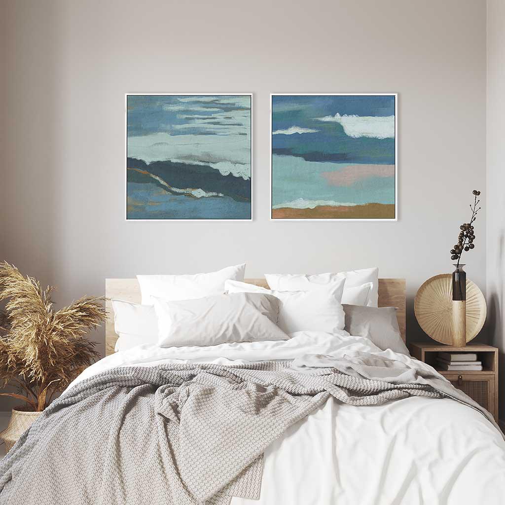 Abstract Seascape Canvas Art Set Of 2-Abstract House