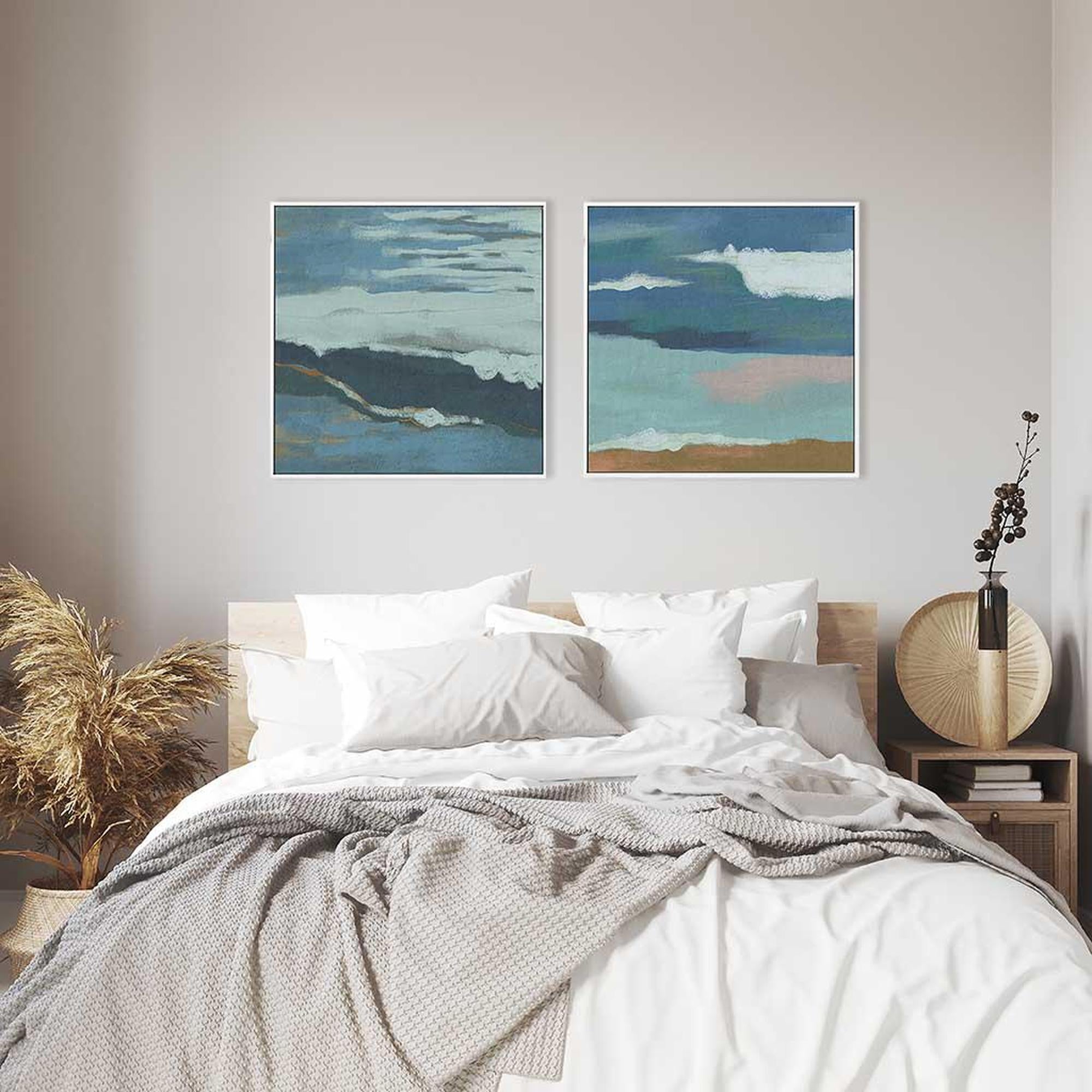 Abstract Seascape Canvas Art Set Of 2-Abstract House