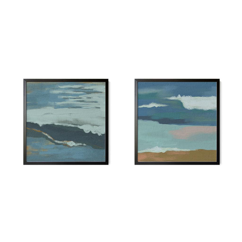 Abstract Seascape Canvas Art Set Of 2 Black Canvas Set Of 2 - Abstract House