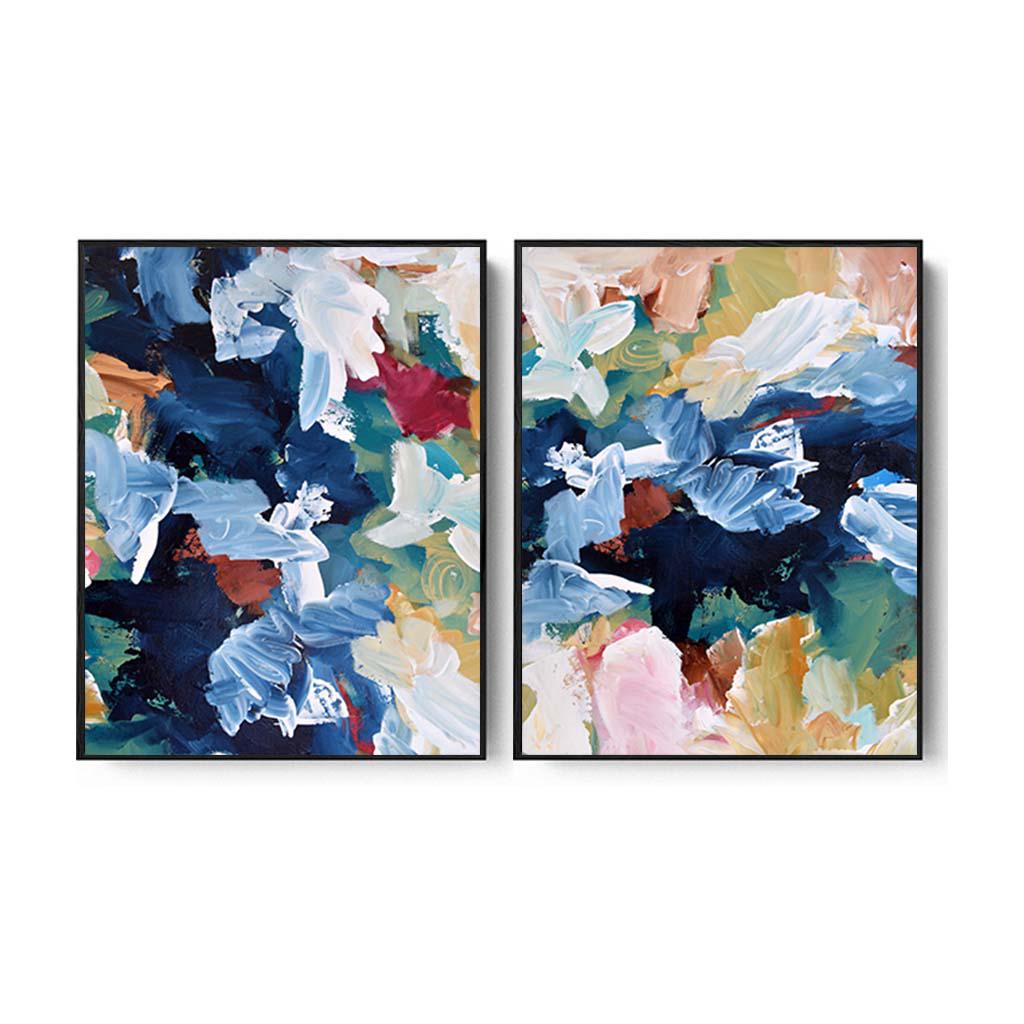 Abstract Streams Canvas Set Of 2 Black Canvas Set Of 2 - Abstract House